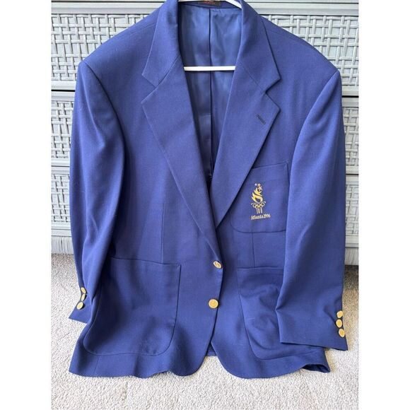 PRISTINE Vintage 1996 Olympics Atlanta Blue Volunteer Blazer Jacket by Hanes 41 - Picture 1 of 9